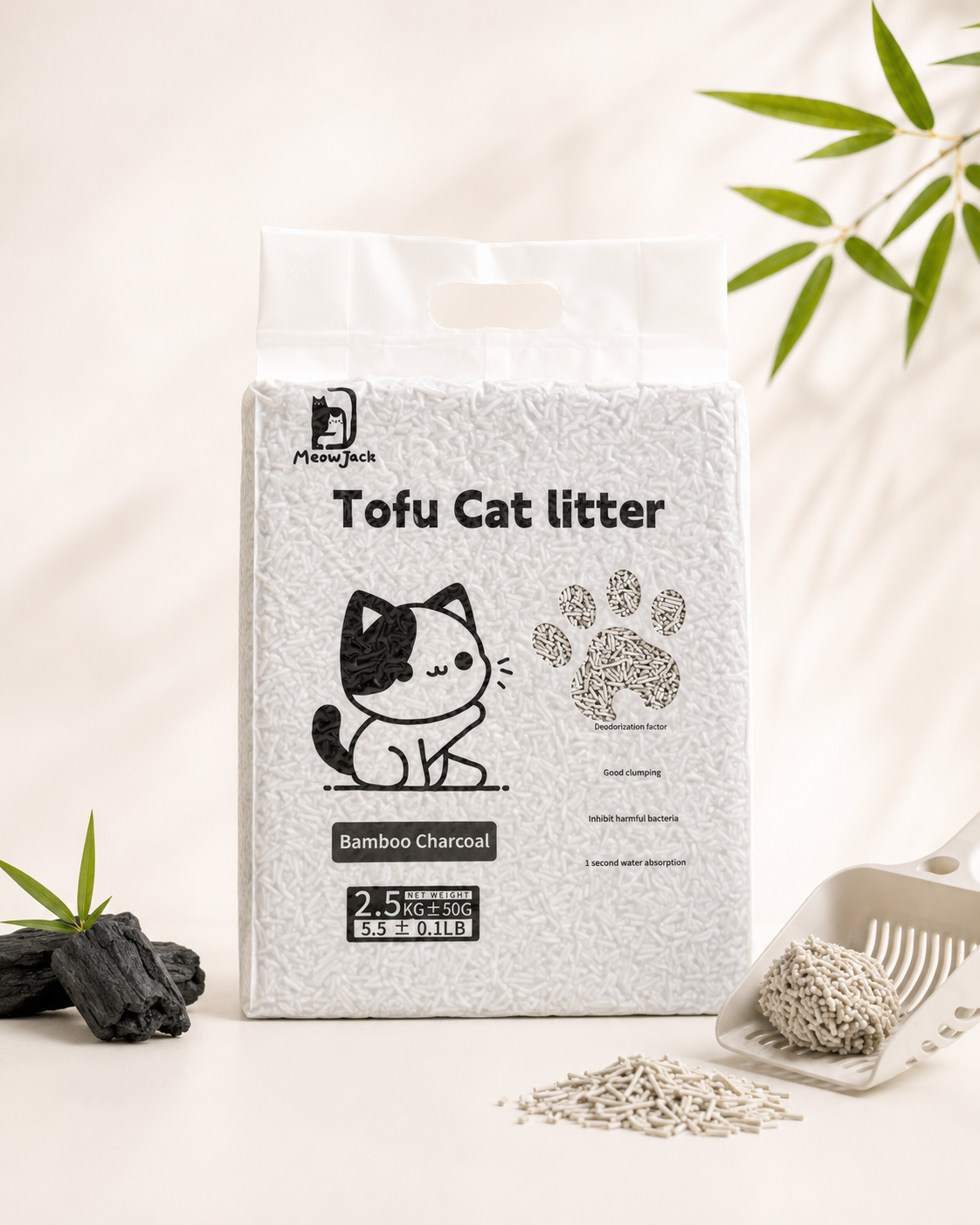Meow Jack Tofu Cat Litter - Charcoal Flavor