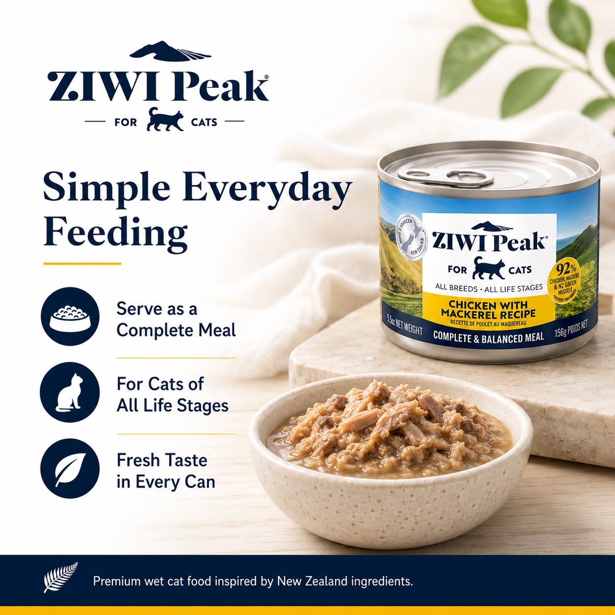 Ziwi Peak Chicken with Mackerel Recipe complete meal wet cat food for everyday feeding
