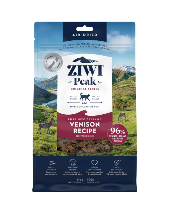 Ziwi Peak Air Dried Venison Recipe cat food 400g front packaging