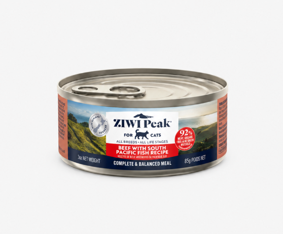 Ziwi Peak Beef with South Pacific Fish Recipe 85g canned cat food product front view