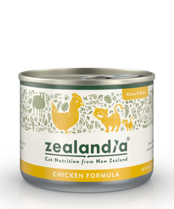 Zealandia Chicken Formula wet cat food can front view for kittens and mother cats