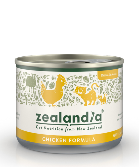Zealandia Chicken Formula wet cat food can front view for kittens and mother cats