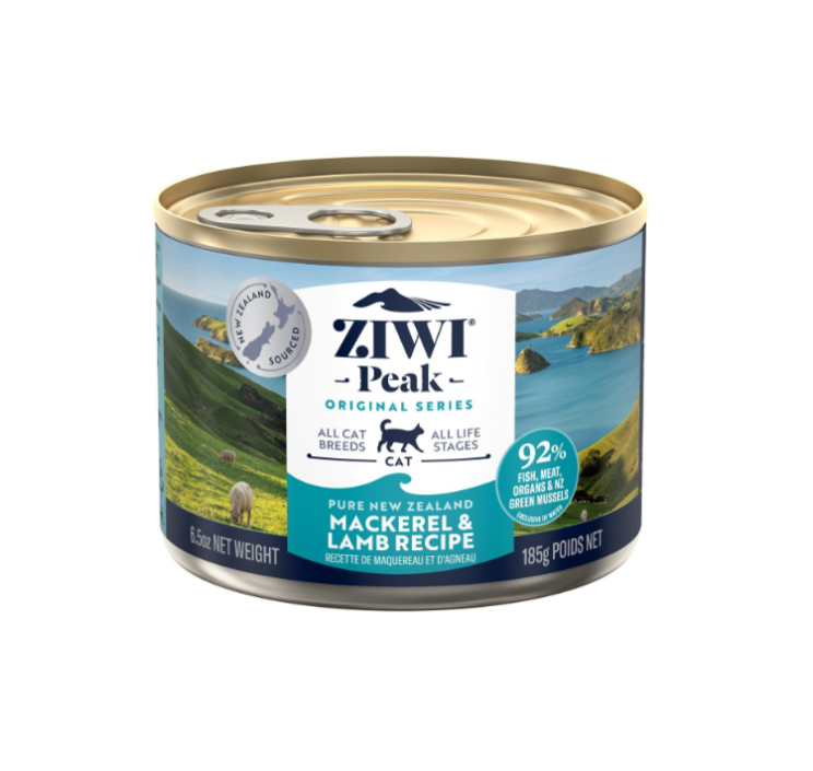Ziwi Peak Mackerel and Lamb Recipe 185g wet cat food can