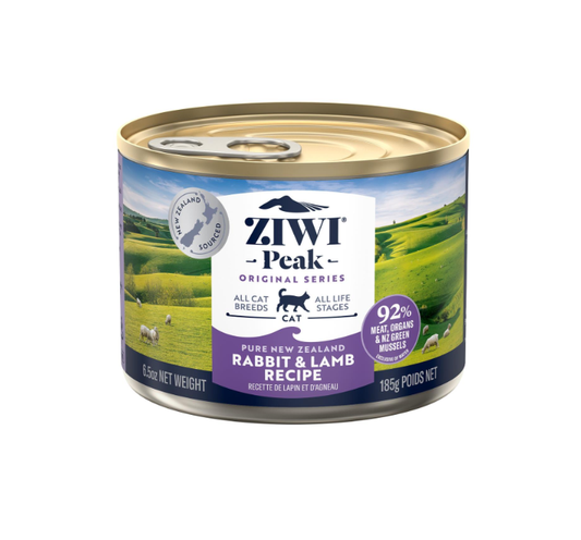 Ziwi Peak Rabbit and Lamb Recipe 185g wet cat food can