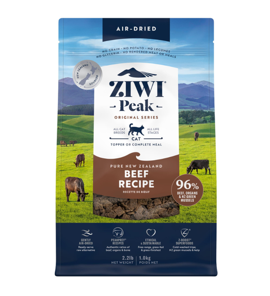 Ziwi Peak Air Dried Beef Recipe cat food 1kg front packaging