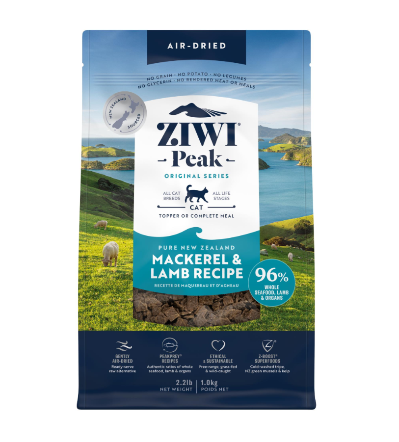 Ziwi Peak Air Dried Mackerel and Lamb Recipe cat food 1kg front packaging