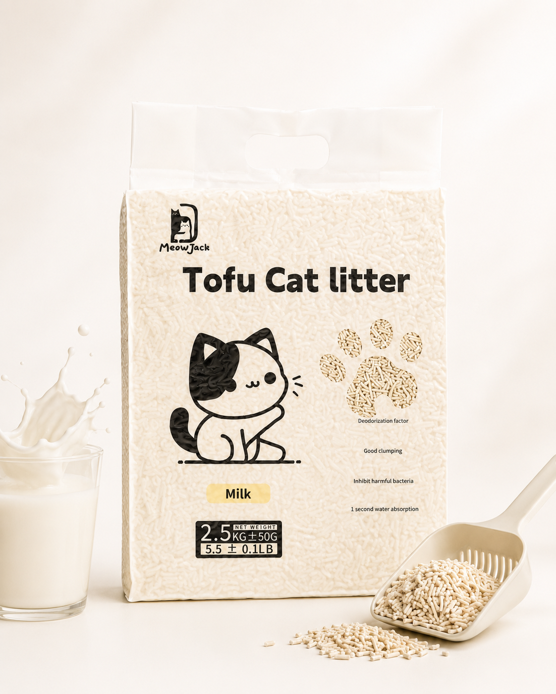 Meow Jack Tofu Cat Litter - milk Flavors