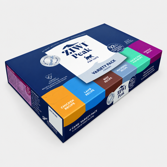 ZIWI Peak wet cat food variety pack with six premium recipes for cats