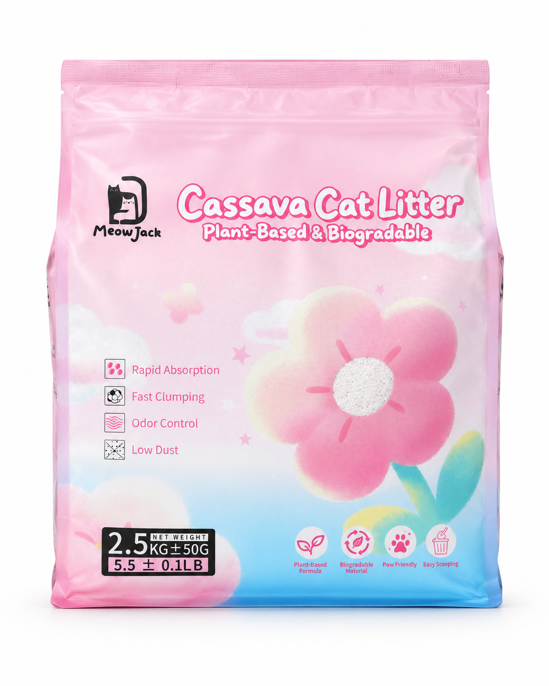 Meow Jack Cassava Cat Litter 2.5kg plant-based biodegradable cat litter bag