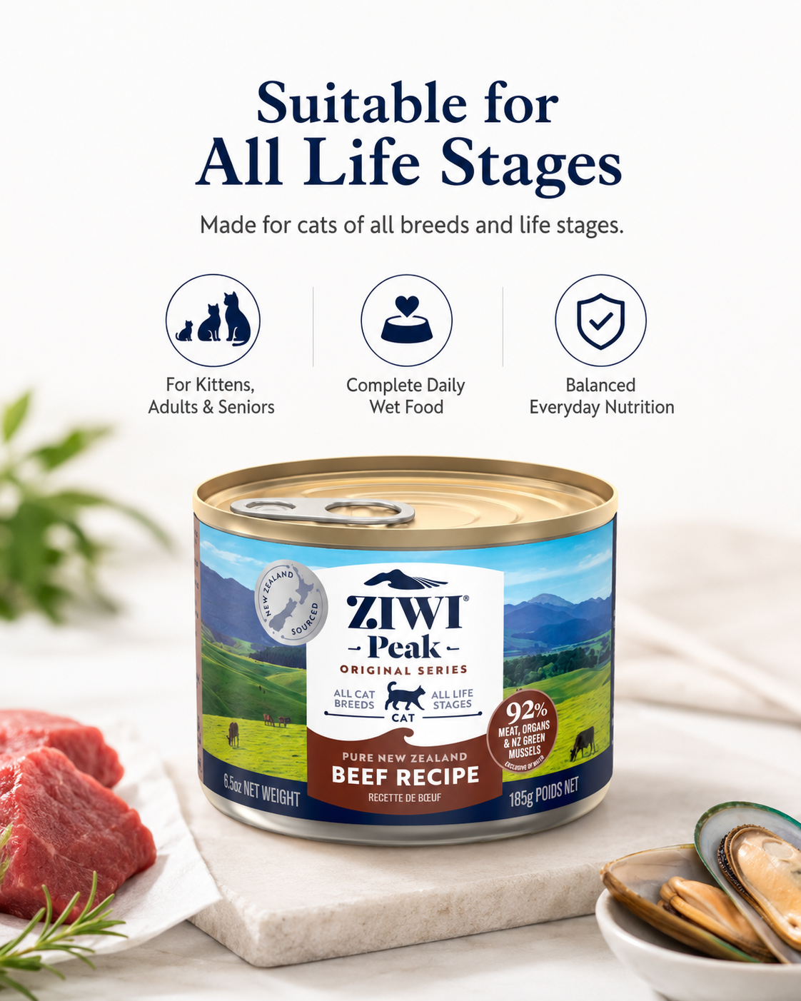 Ziwi Peak Beef Recipe wet cat food for all life stages