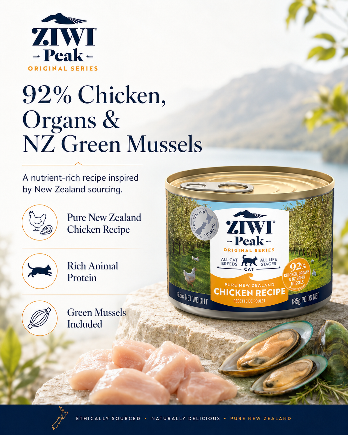Ziwi Peak Chicken Recipe canned cat food with New Zealand sourced ingredients