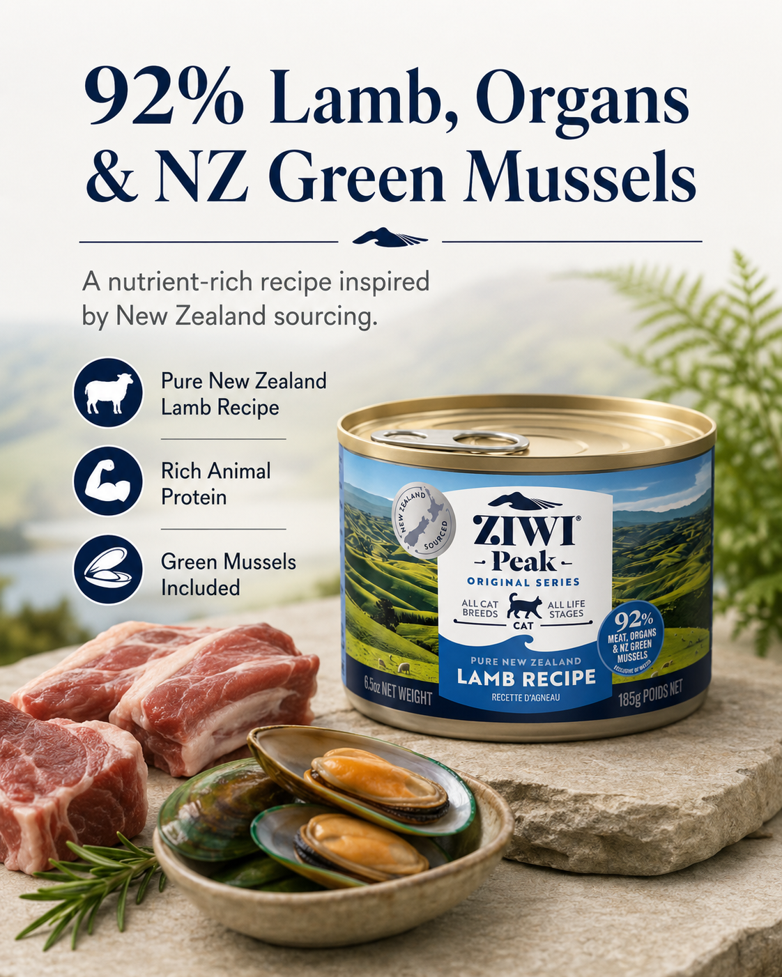 Ziwi Peak Lamb Recipe canned cat food with New Zealand sourced ingredients