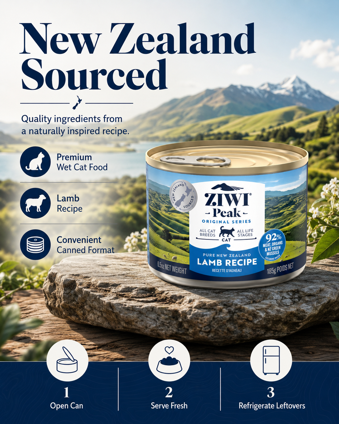 Ziwi Peak Lamb Recipe premium wet cat food feeding and storage guide
