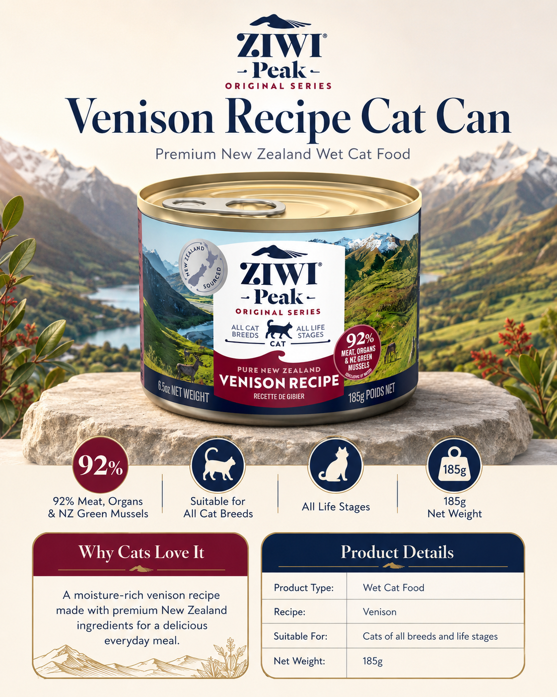 Ziwi Peak Venison Recipe wet cat food for all breeds and life stages