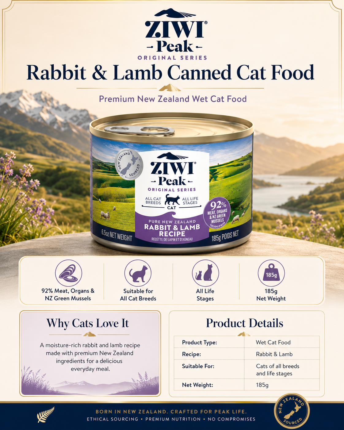 Ziwi Peak Rabbit and Lamb Recipe wet cat food for all breeds and life stages