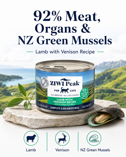 Ziwi Peak Lamb with Venison Recipe canned cat food made with lamb, venison and green mussels