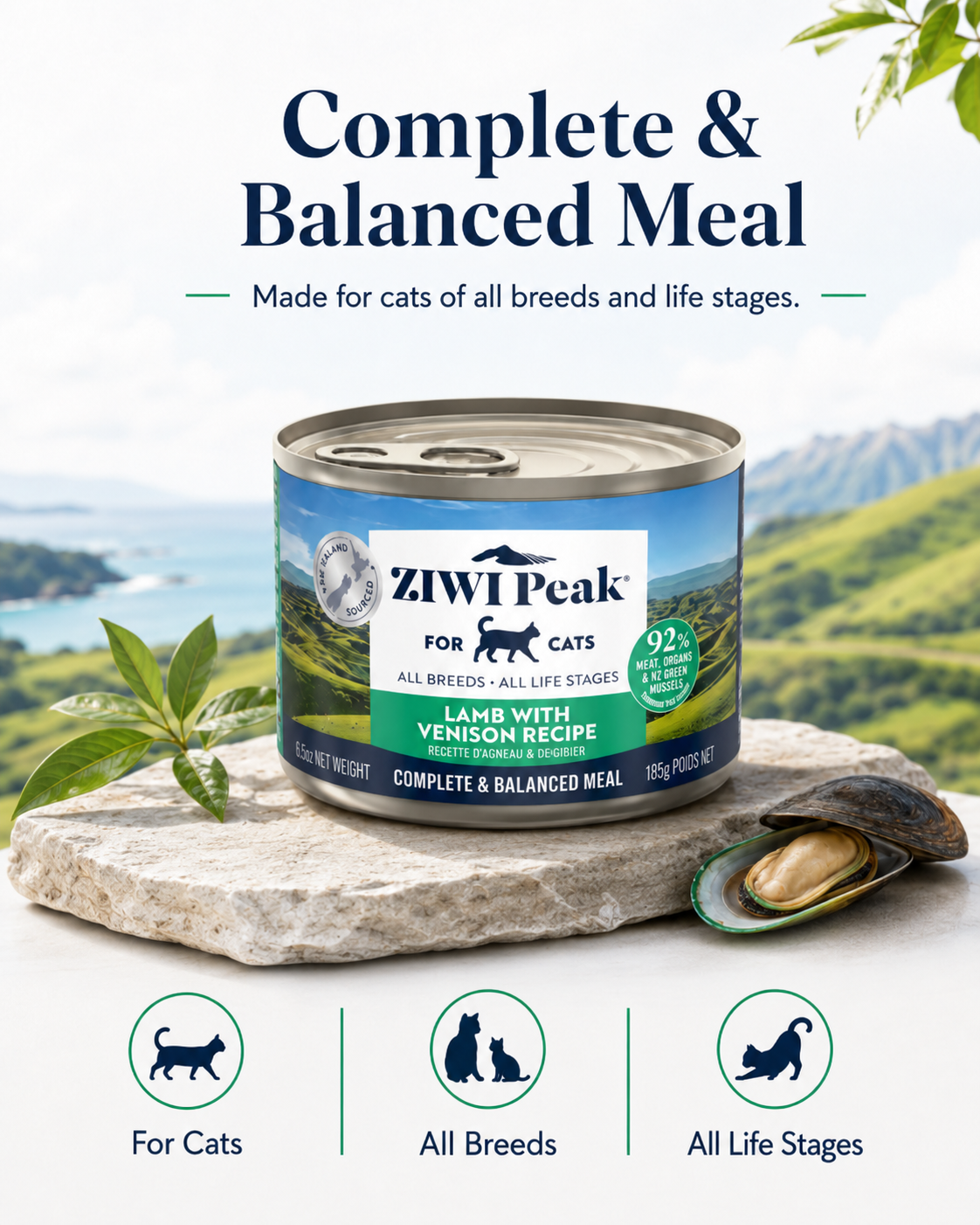 Ziwi Peak Lamb with Venison Recipe complete and balanced wet cat food for all life stages
