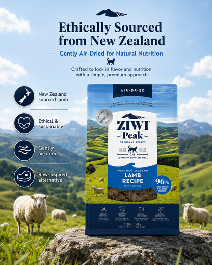 Ziwi Peak Lamb Recipe air dried cat food ethically sourced from New Zealand with gently air dried nutrition