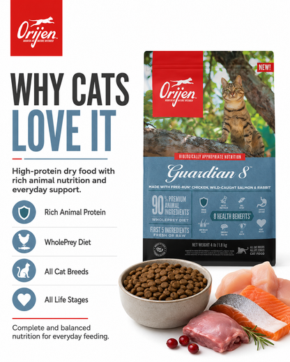 ORIJEN Guardian 8 dry cat food for cats with rich animal protein and balanced daily nutrition