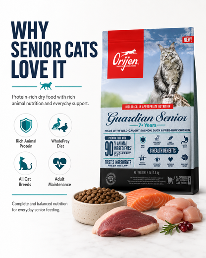 ORIJEN Guardian Senior dry cat food for senior cats with rich animal protein and balanced nutrition