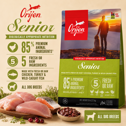 Premium dog food nutrition poster for all dog breeds with high protein balanced wholeprey formula and natural ingredients