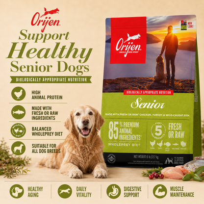 New pet food product advertising design featuring high quality dog nutrition grain free formula with fresh meat ingredients