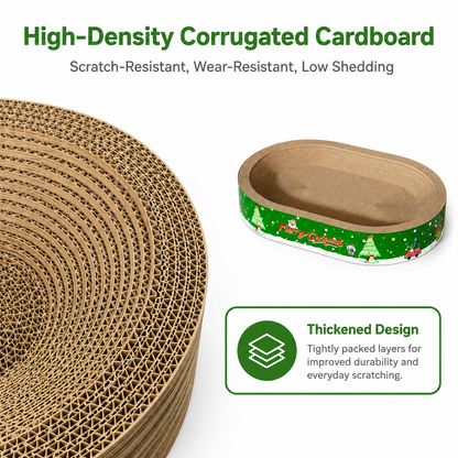 High-density corrugated cardboard cat scratcher with thickened durable and low-shedding layers