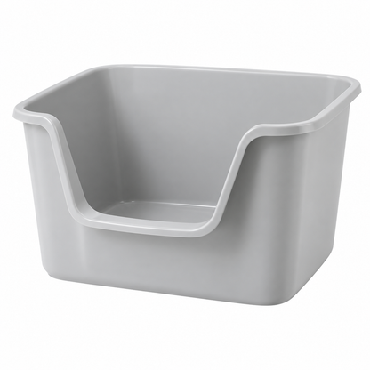 Extra Large Grey Cat Litter Box 64x45x33cm with High Sides and Low Front Entry – Meow Jack