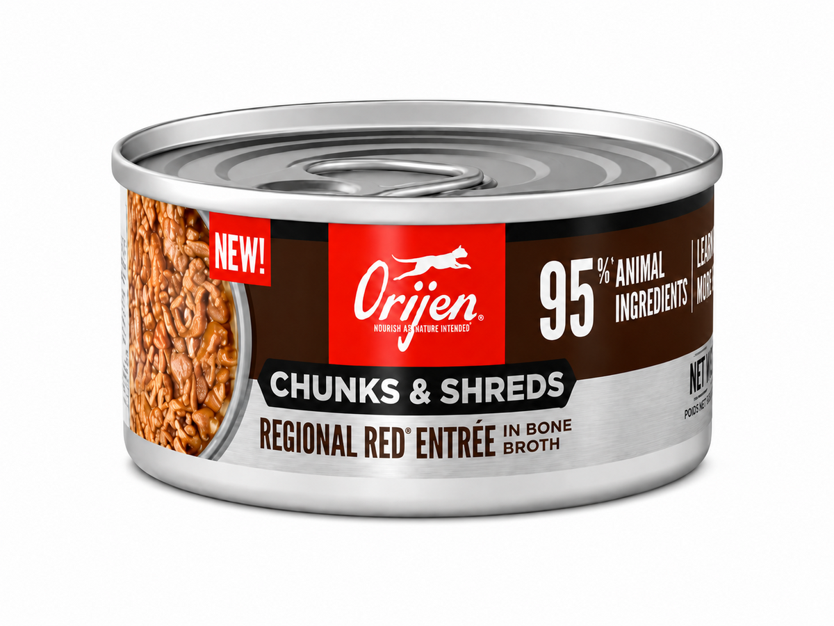 ORIJEN Chunks & Shreds Regional Red Entrée in Bone Broth Wet Cat Food