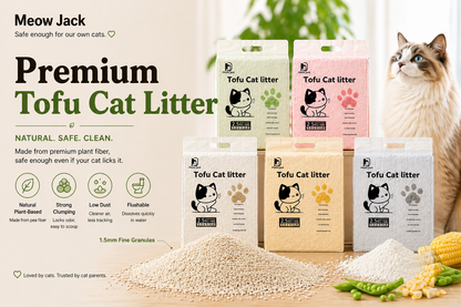 Meow Jack Premium Tofu Cat Litter natural low dust flushable cat litter