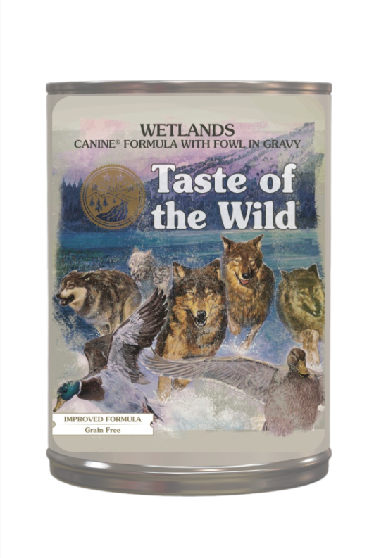 Taste of the Wild Wetlands Canine Formula with Fowl in Gravy for Dogs Can 390g x 12