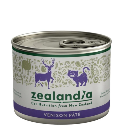 Zealandia Venison Pate canned wet cat food front view with sealed pull tab lid