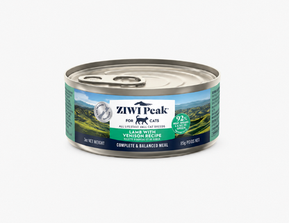 Ziwi Peak Lamb with Venison Recipe 85g wet cat food can on white background